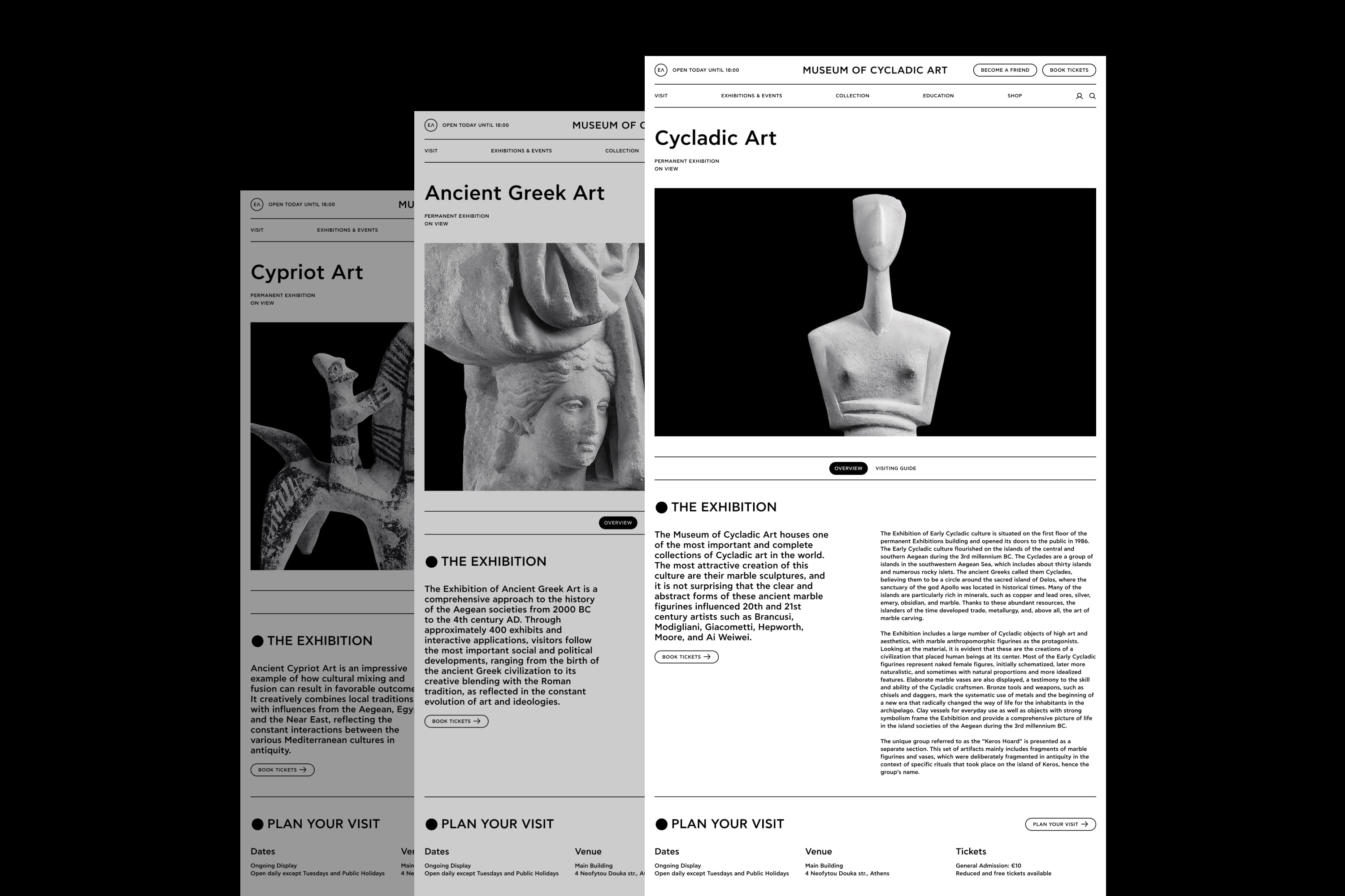 Museum of Cycladic Art - Permanent Collections Exhibitions Overview including Cycladic Art Collection, Ancient Greek Art Collection and Cyprion Antiquities Collection
