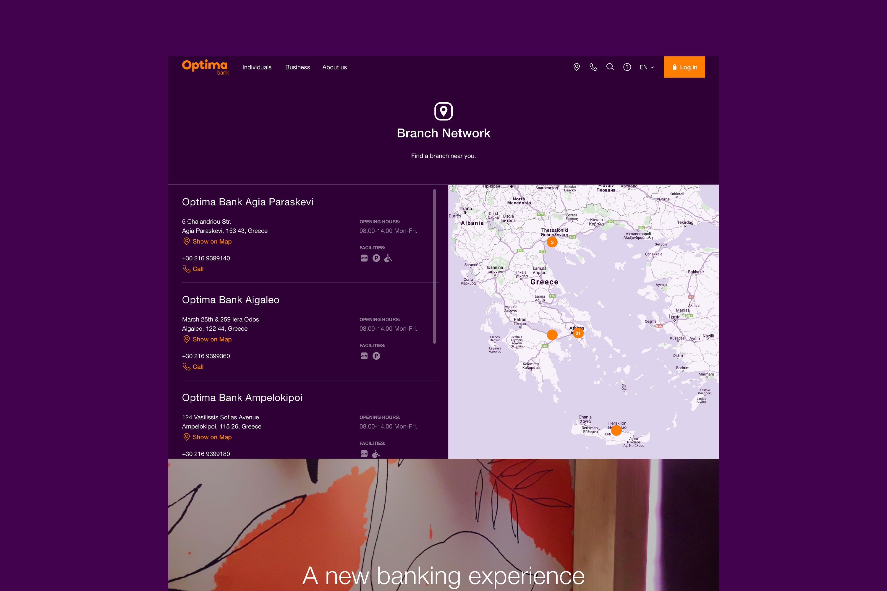 Optima bank - Website Design - Homepage