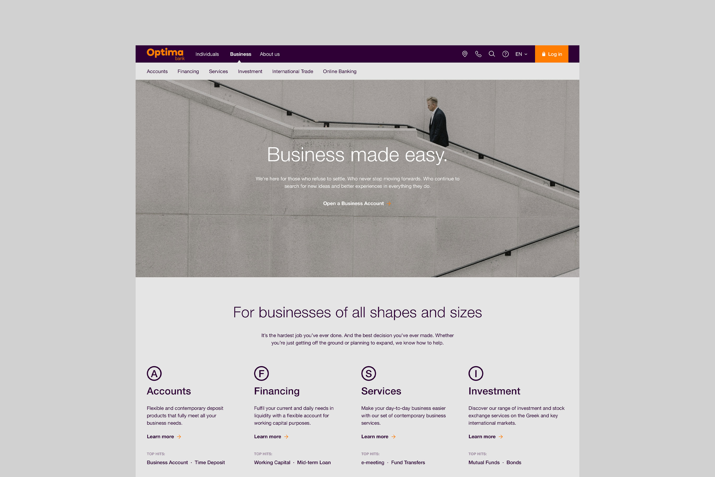 Optima bank - Website Design - Business