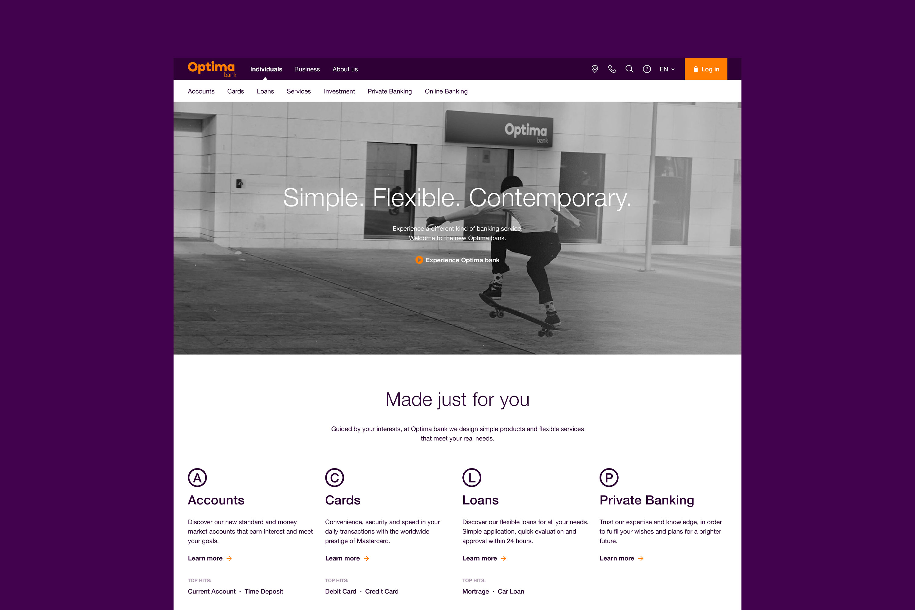 Optima bank - Website Design - Homepage